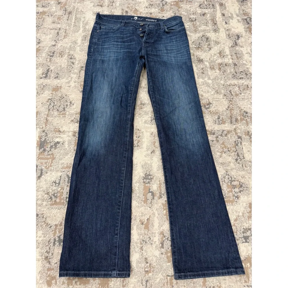 7 For All Mankind Standard Dark Wash Straight Leg Mens Jeans Size 32 Button Fly